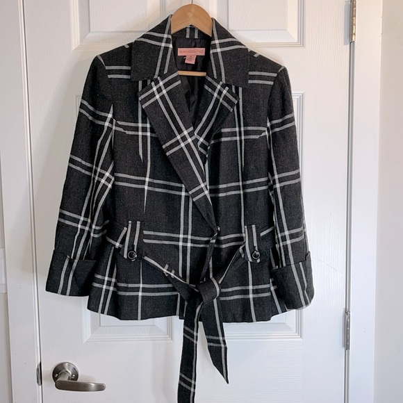 Bandolino acrylic and wool plaid belted jacket women’s 16 - Picture 1 of 11